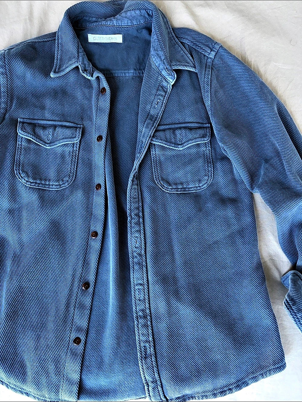 Outerknown Seventyseven Cord Shirt Button Down Blue Medium
